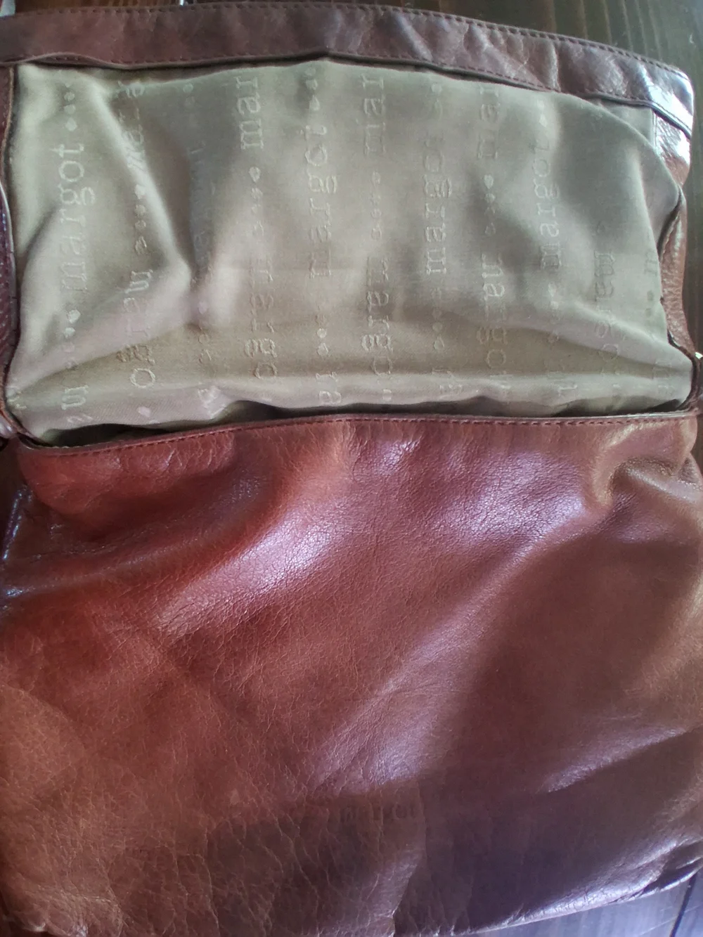 Margot New York Distressed Brown Geniune Leather Fold-Over Crossbody Bag Y2k